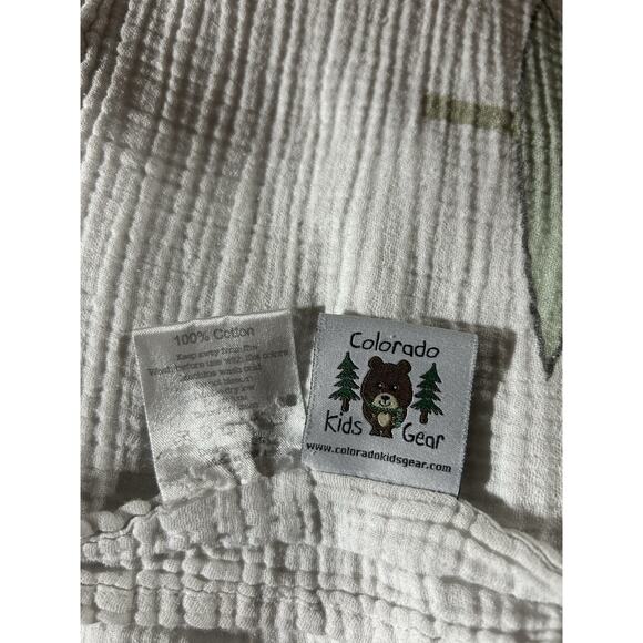 Colorado Kids Gear Muslin Swaddle Baby Blanket Tree Paw Print Cotton Green - Picture 4 of 4